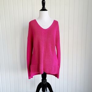 Rachel Zoe Women's Fuchsia V Neck Medium Casual Cozy Sweater